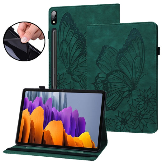 For Samsung Galaxy Tab S9 Ultra / S8 Ultra Big Butterfly Embossed Leather Tablet Case(Green) - free shipping - PMC Jewellery - Order now!