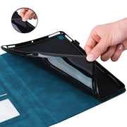 For Samsung Galaxy Tab S9 Ultra / S8 Ultra Big Butterfly Embossed Leather Tablet Case(Blue)