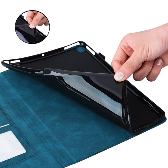 For Samsung Galaxy Tab S9 Ultra / S8 Ultra Big Butterfly Embossed Leather Tablet Case(Blue)