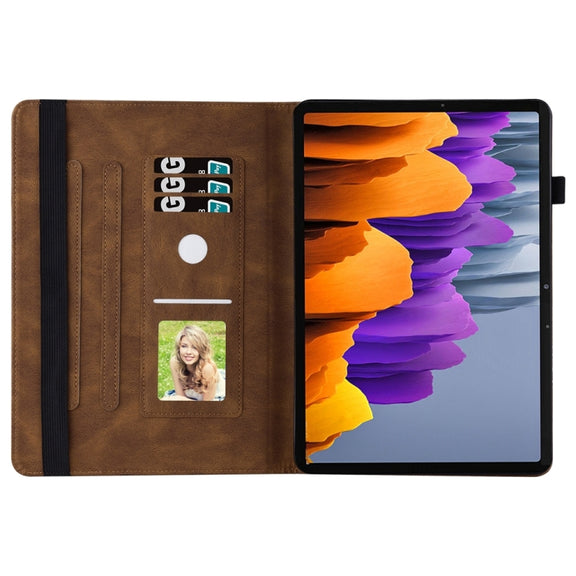 For Samsung Galaxy Tab S9 Ultra / S8 Ultra Big Butterfly Embossed Leather Tablet Case(Brown)