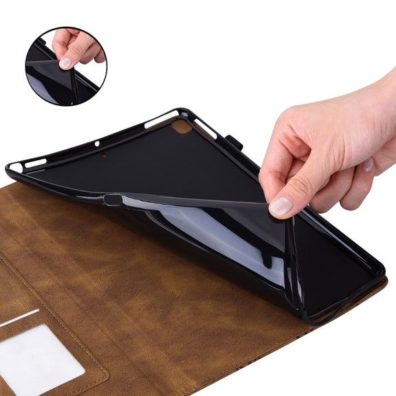 For Samsung Galaxy Tab S9 Ultra / S8 Ultra Big Butterfly Embossed Leather Tablet Case(Brown)