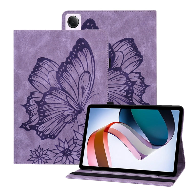 For Xiaomi Redmi Pad SE Big Butterfly Embossed Leather Tablet Case(Purple) - More Tablet Cases by PMC TechLife | Online Shopping South Africa | PMC TechLife