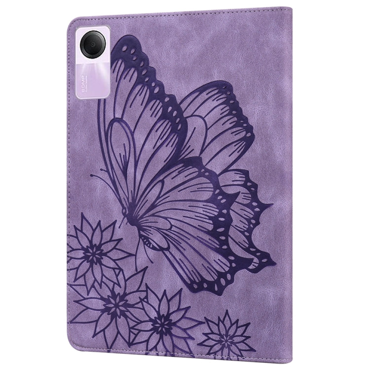 For Xiaomi Redmi Pad SE Big Butterfly Embossed Leather Tablet Case(Purple) - More Tablet Cases by PMC TechLife | Online Shopping South Africa | PMC TechLife