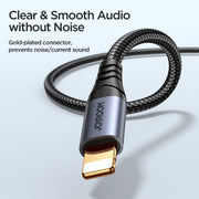 JOYROOM SY-A06 Transsion Series 8 Pin to 3.5mm AUX Audio Adapter Cable, Length: 1.2m(Black)