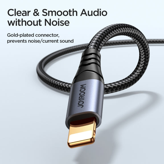 JOYROOM SY-A06 Transsion Series 8 Pin to 3.5mm AUX Audio Adapter Cable, Length: 1.2m(Black)