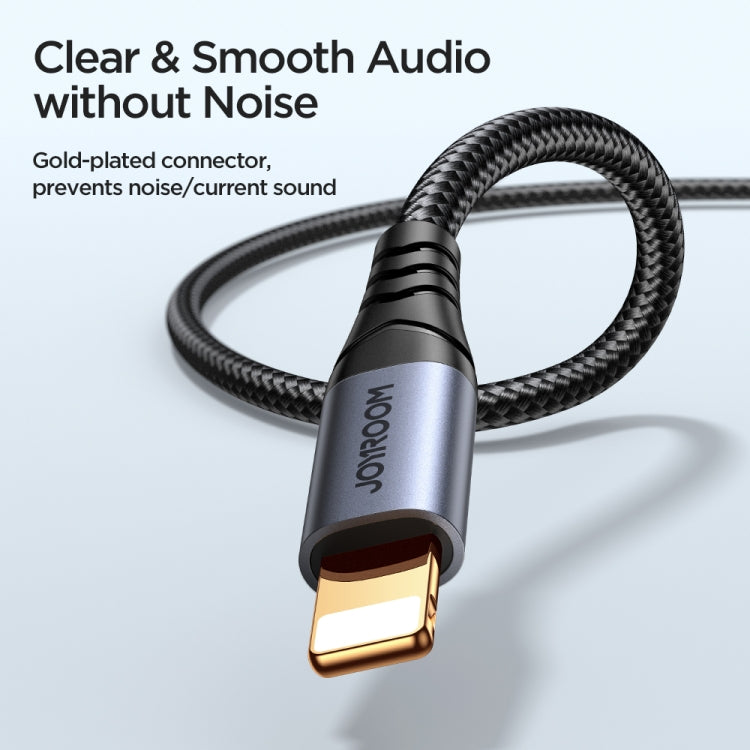 JOYROOM SY-A06 Transsion Series 8 Pin to 3.5mm AUX Audio Adapter Cable, Length: 1.2m(Black)