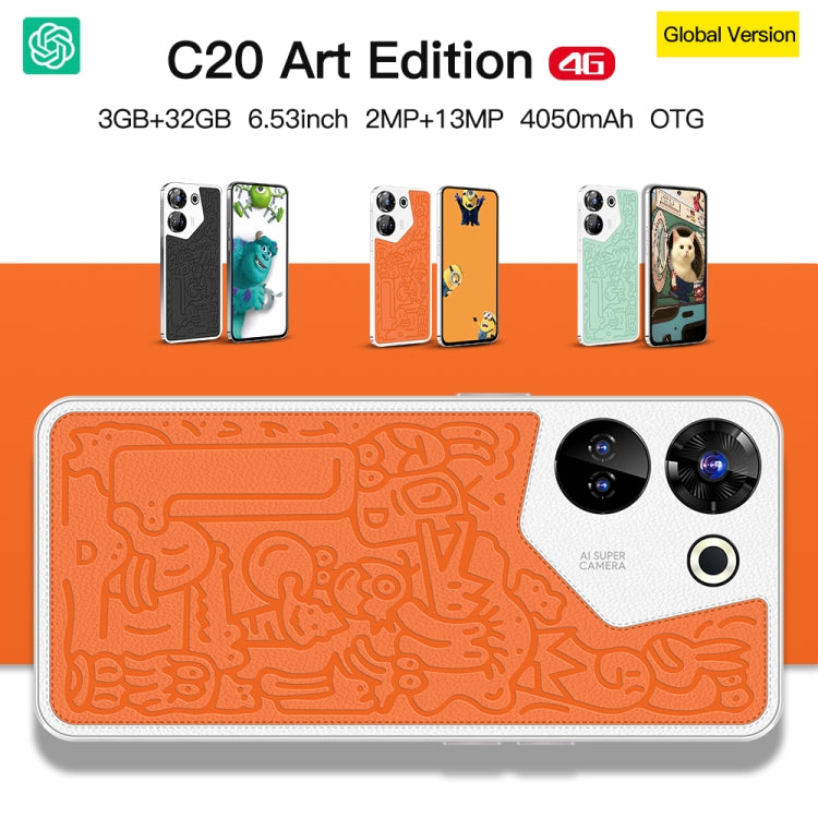 C20 Art Edition, 3GB+32GB, 6.53 inch Face Identification Android 8.1 MTK6753 Octa Core , Network: 4G, Dual SIM(Green)