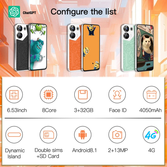 C20 Art Edition, 3GB+32GB, 6.53 inch Face Identification Android 8.1 MTK6753 Octa Core , Network: 4G, Dual SIM(Green)