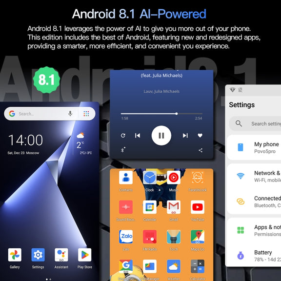 Povo5pro / PU31, 3GB+32GB, 6.53 inch Face Identification Android 8.1 MTK6753 Octa Core, Network: 4G, AI GPT4, Dual SIM(Black)