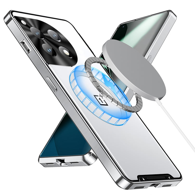 For OnePlus 12 MagSafe Magnetic Frosted Metal Phone Case(Silver) - OnePlus Cases by PMC TechLife | Online Shopping South Africa | PMC TechLife | Buy Now Pay Later Mobicred
