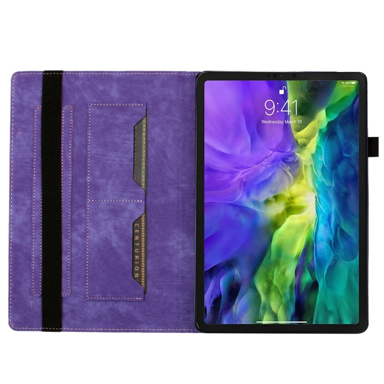 For iPad Air 13 2024 / Air 13 2025 Butterfly Cat Embossing Leather Tablet Case(Purple)