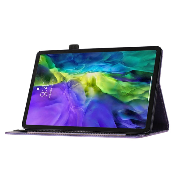 For iPad Air 13 2024 / Air 13 2025 Butterfly Cat Embossing Leather Tablet Case(Purple)
