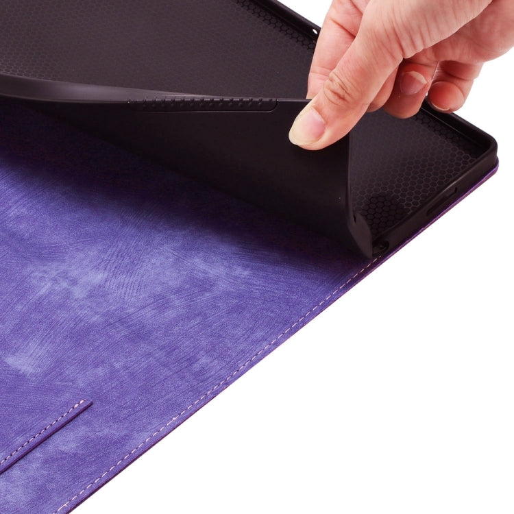 For iPad Air 13 2024 / Air 13 2025 Butterfly Cat Embossing Leather Tablet Case(Purple)