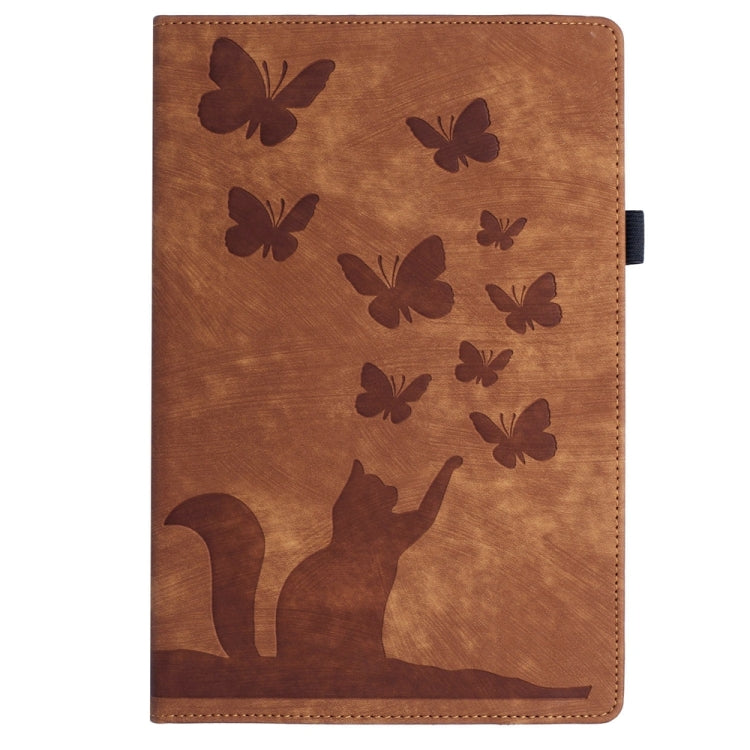 For iPad Pro 12.9 2022 / Air 13 2024 Butterfly Cat Embossing Leather Tablet Case(Brown) - iPad Pro 12.9 (2022/2021) Cases by PMC TechLife | Online Shopping South Africa | PMC TechLife | Buy Now Pay Later Mobicred