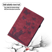 For iPad Pro 11 2024 Butterfly Cat Embossing Leather Tablet Case(Red)