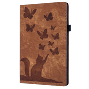 For iPad Pro 13 2024 Butterfly Cat Embossing Leather Tablet Case(Brown)