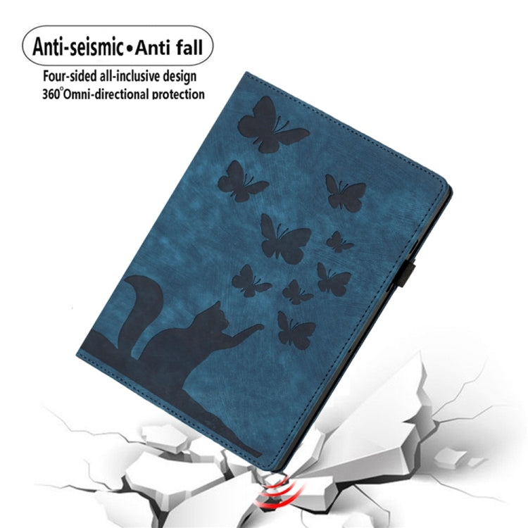 For Lenovo Tab P12 / Xiaoxin Pad Pro 12.7 Butterfly Cat Embossing Leather Tablet Case(Dark Blue) - Lenovo by PMC TechLife | Online Shopping South Africa | PMC TechLife | Buy Now Pay Later Mobicred