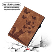 For Lenovo Tab P12 / Xiaoxin Pad Pro 12.7 Butterfly Cat Embossing Leather Tablet Case(Brown)