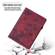 For Lenovo Tab P12 / Xiaoxin Pad Pro 12.7 Butterfly Cat Embossing Leather Tablet Case(Red)