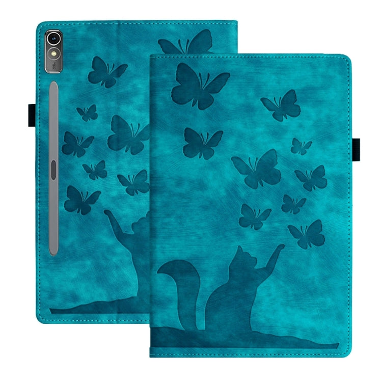 For Lenovo Tab P12 / Xiaoxin Pad Pro 12.7 Butterfly Cat Embossing Leather Tablet Case(Sky Blue) - Lenovo by PMC TechLife | Online Shopping South Africa | PMC TechLife | Buy Now Pay Later Mobicred