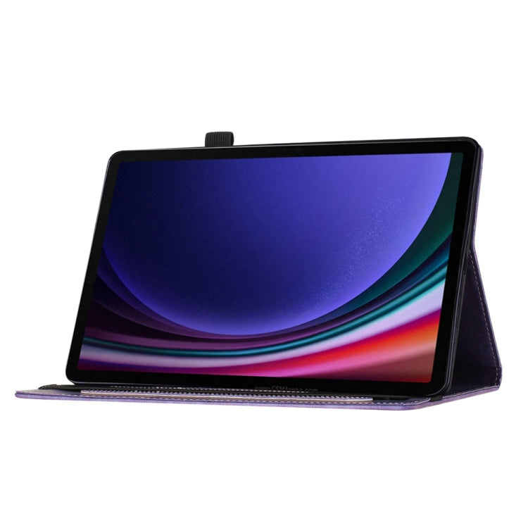 For Samsung Galaxy Tab S9 Ultra / S8 Ultra Butterfly Cat Embossing Leather Tablet Case(Purple)