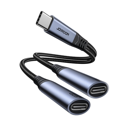 JOYROOM SY-C03 2 in 1 USB-C/Type-C to Dual USB-C/Type-C Audio Adapter Cable(Black) - Type-C Adapter by JOYROOM | Online Shopping South Africa | PMC Jewellery | Buy Now Pay Later Mobicred