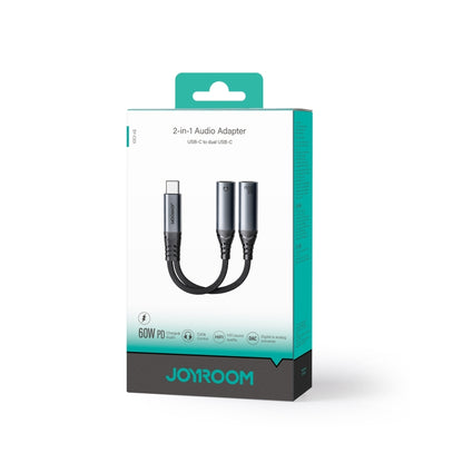 JOYROOM SY-C03 2 in 1 USB-C/Type-C to Dual USB-C/Type-C Audio Adapter Cable(Black) - Type-C Adapter by JOYROOM | Online Shopping South Africa | PMC Jewellery | Buy Now Pay Later Mobicred