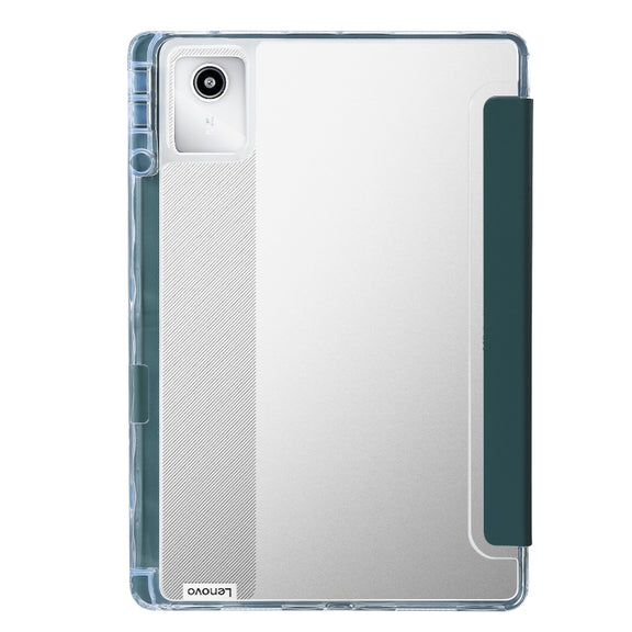 For Lenovo Tab M11 /Xiaoxin Pad 11 2024 Clear Acrylic Deformation Leather Tablet Case(Deep Green)