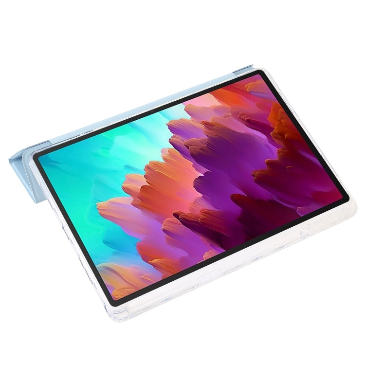 For Lenovo Tab M11 /Xiaoxin Pad 11 2024 Clear Acrylic 3-Fold Leather Tablet Case(Ice Blue) - Lenovo by PMC Jewellery | Online Shopping South Africa | PMC Jewellery | Buy Now Pay Later Mobicred