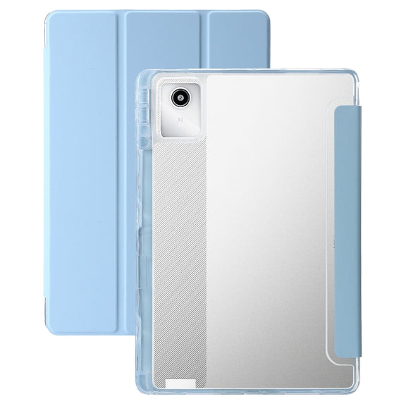 For Lenovo Tab M11 /Xiaoxin Pad 11 2024 Clear Acrylic 3-Fold Leather Tablet Case(Ice Blue)