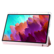 For Lenovo Tab M11 /Xiaoxin Pad 11 2024 Clear Acrylic 3-Fold Leather Tablet Case(Pink)