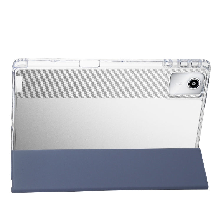 For Lenovo Tab M11 /Xiaoxin Pad 11 2024 Clear Acrylic 3-Fold Leather Tablet Case(Lavender) - Lenovo by PMC Jewellery | Online Shopping South Africa | PMC Jewellery | Buy Now Pay Later Mobicred