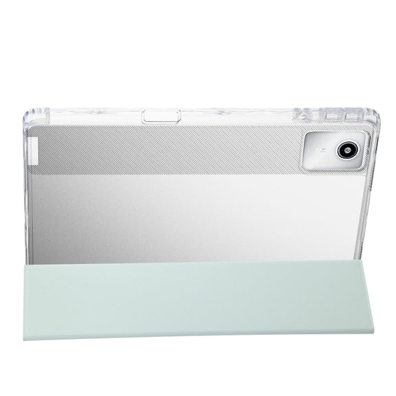 For Lenovo Tab M11 /Xiaoxin Pad 11 2024 Clear Acrylic 3-Fold Leather Tablet Case(Green)