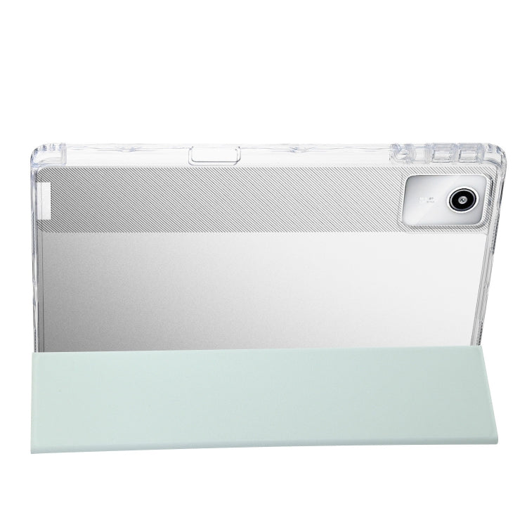 For Lenovo Tab M11 /Xiaoxin Pad 11 2024 Clear Acrylic 3-Fold Leather Tablet Case(Green)