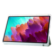 For Lenovo Tab M11 /Xiaoxin Pad 11 2024 Clear Acrylic 3-Fold Leather Tablet Case(Green)