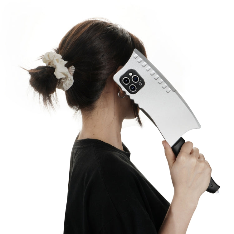 For iPhone 15 Plus Simulated Kitchen Knife TPU + PC Phone Case(Silver)