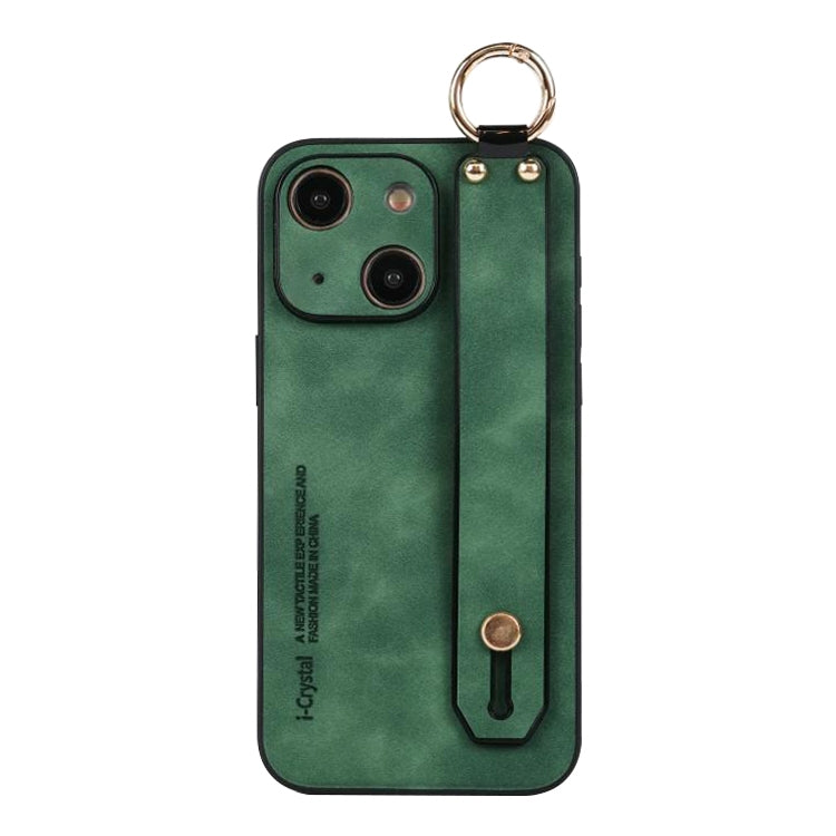 For iPhone 15 Lambskin Wristband Holder Phone Case(Green) - iPhone 15 Cases by PMC TechLife | Online Shopping South Africa | PMC TechLife