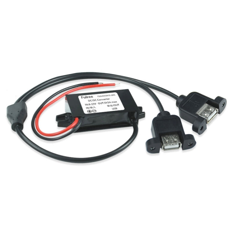 12V to 5V 3A Car Power Converter DC Module Voltage Regulator, Style:Dual USB with Ears - Car Modification by PMC TechLife | Online Shopping South Africa | PMC TechLife | Buy Now Pay Later Mobicred