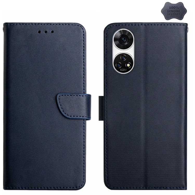 For ZTE Anshin Family A303ZT HT02 Genuine Leather Fingerprint-proof Flip Phone Case(Blue) - ZTE Cases by PMC TechLife | Online Shopping South Africa | PMC TechLife | Buy Now Pay Later Mobicred