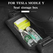 For Tesla Model Y 2021-2023 TPE Storage Organizer Under Car Seat, Style:with Cover(Black)