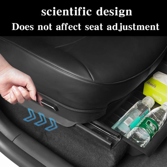 For Tesla Model Y 2021-2023 TPE Storage Organizer Under Car Seat, Style:without Cover(Black)