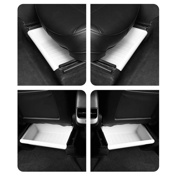 For Tesla Model Y 2021-2023 TPE Storage Organizer Under Car Seat, Style:without Cover(Black)
