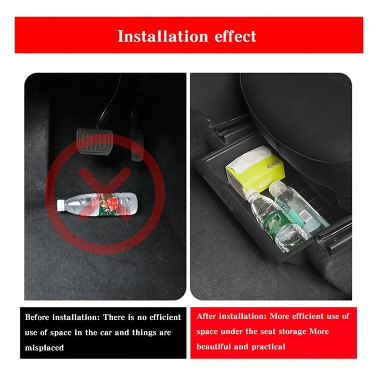 For Tesla Model Y 2021-2023 TPE Storage Organizer Under Car Seat, Style:without Cover(Black)