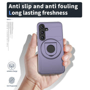 For Samsung Galaxy S24 5G Armor MagSafe Ring Holder Phone Case(Puple)