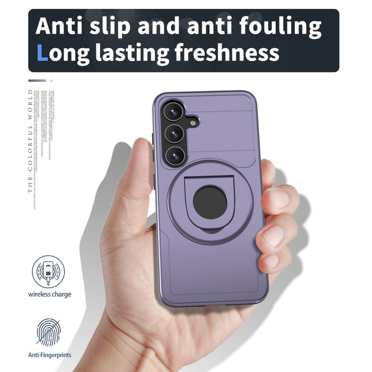 For Samsung Galaxy S24 5G Armor MagSafe Ring Holder Phone Case(Puple)
