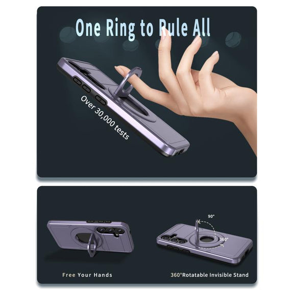 For Samsung Galaxy S24 5G Armor MagSafe Ring Holder Phone Case(Puple)