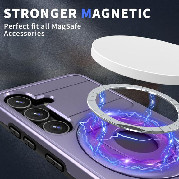 For Samsung Galaxy S24 5G Armor MagSafe Ring Holder Phone Case(Puple)