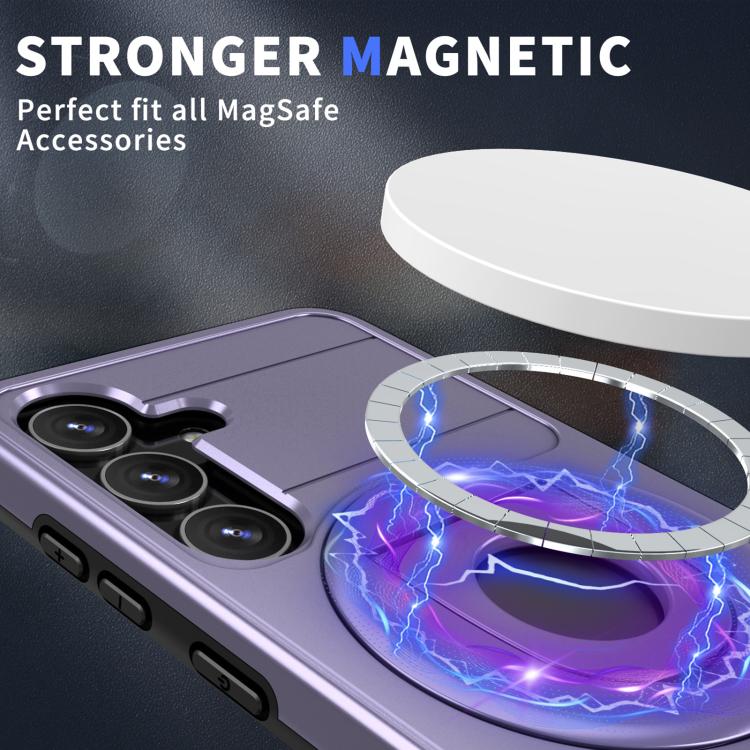 For Samsung Galaxy S24 5G Armor MagSafe Ring Holder Phone Case(Puple)