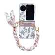 For OPPO Find N3 Flip Pearlescent Paint Painted PC Phone Case with DIY Scarf Bracelet(Sketch Flower) - Find N3 Flip Cases by PMC TechLife | Online Shopping South Africa | PMC TechLife