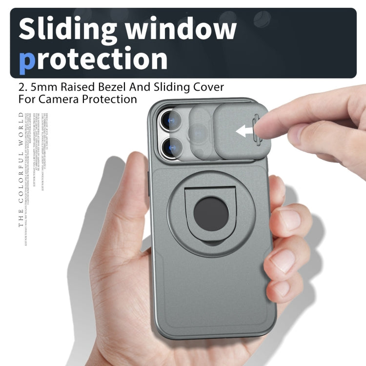 For iPhone 15 Pro Camshield MagSafe Ring Holder Armor Phone Case(Titanium Grey)